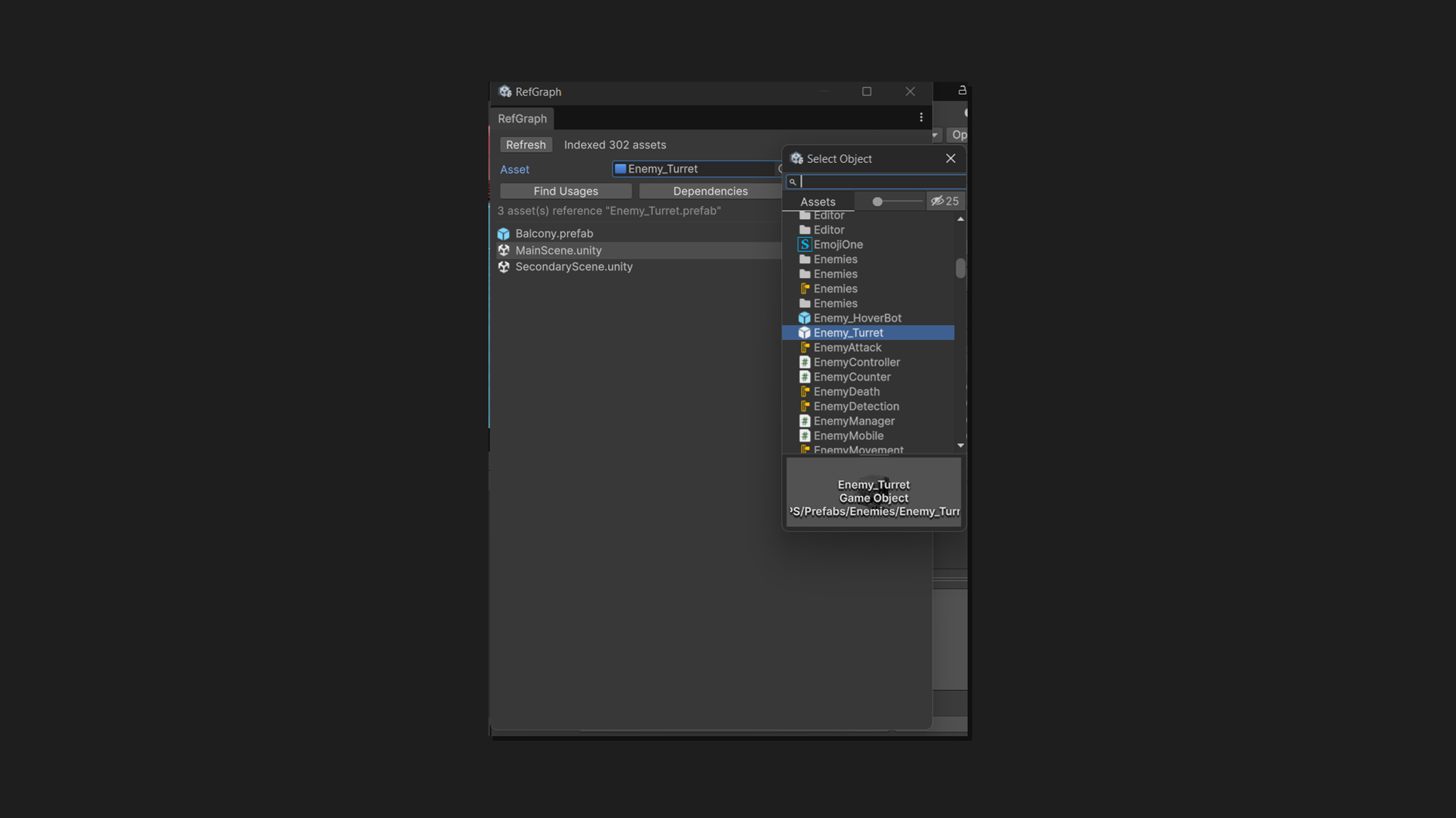 Unity object picker for searching assets by name